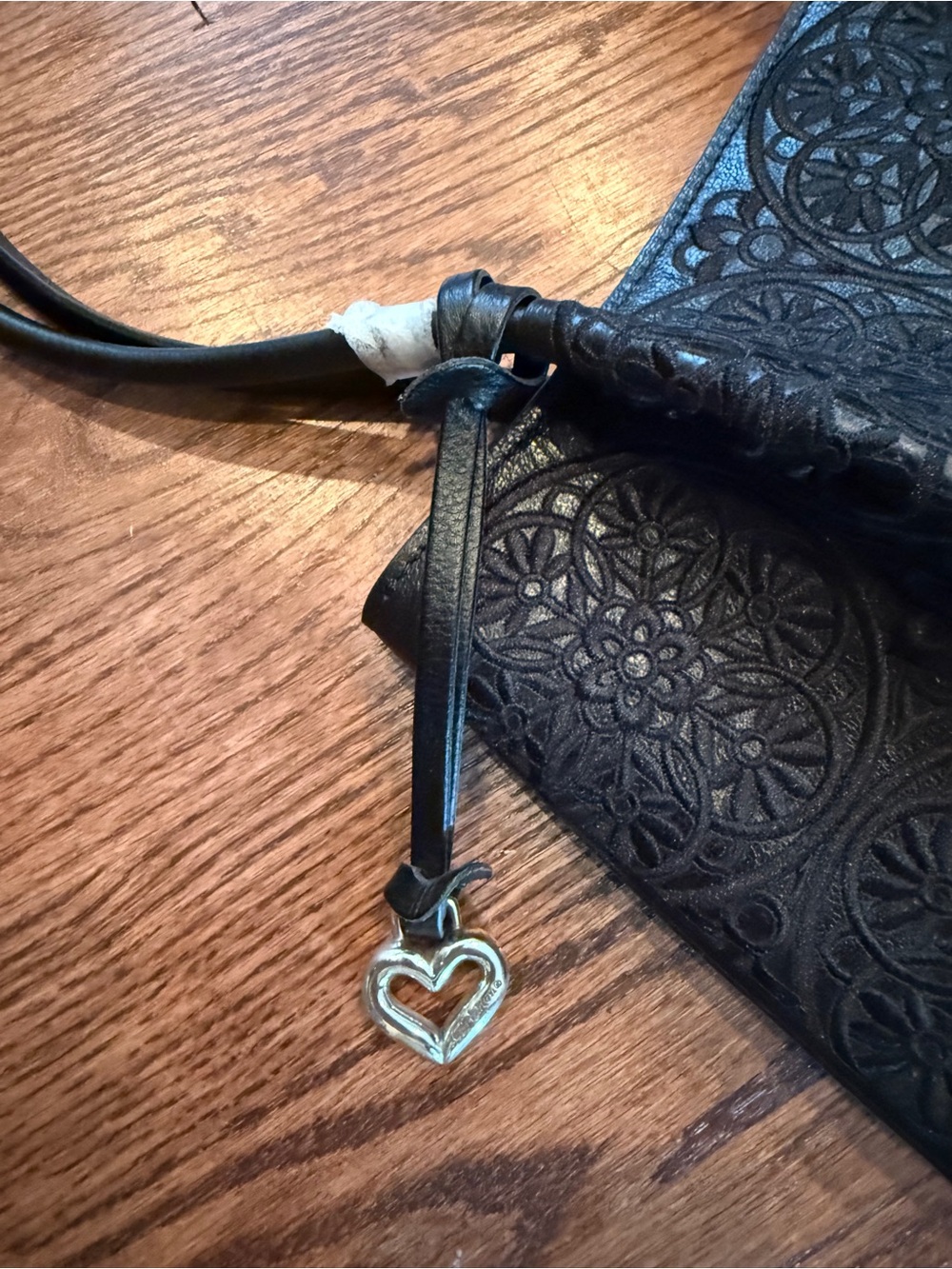 Brighton Black Floral-Embossed Shoulder Bag - Picture 2 of 7